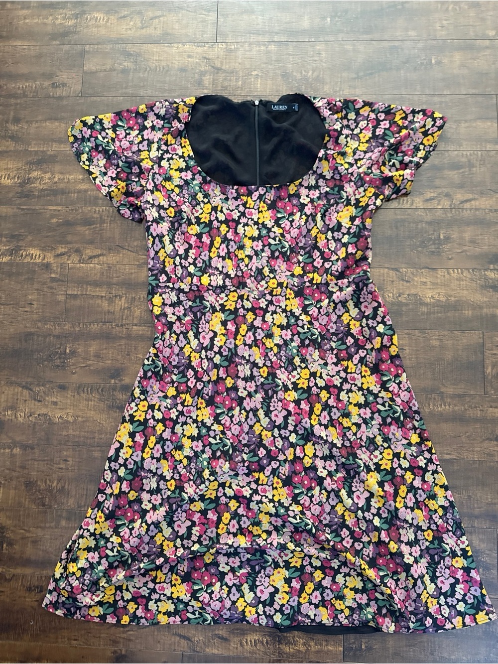 Lauren Ralph Lauren Black Floral High-Low Midi Dress - Picture 9 of 9